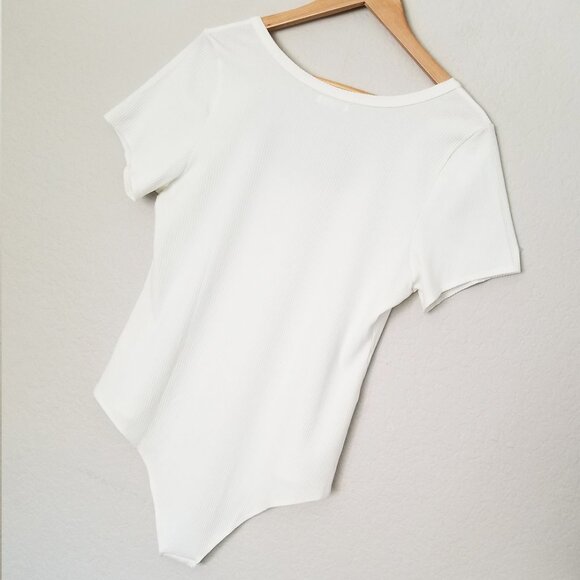 Reformation Rawson Ribbed Bodysuit White Plus Size 3X Short Sleeves Classic $78 - Picture 13 of 16